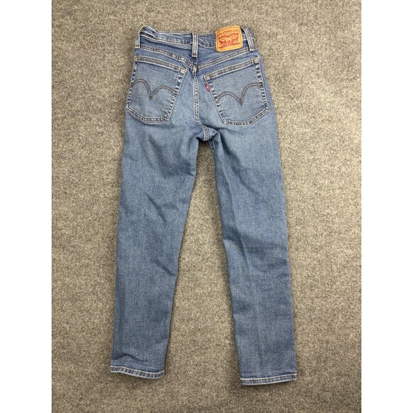 Levi's Wedgie Straight Jeans Womens 25x28 Light Blue High Rise Button Fly Denim - Picture 8 of 10